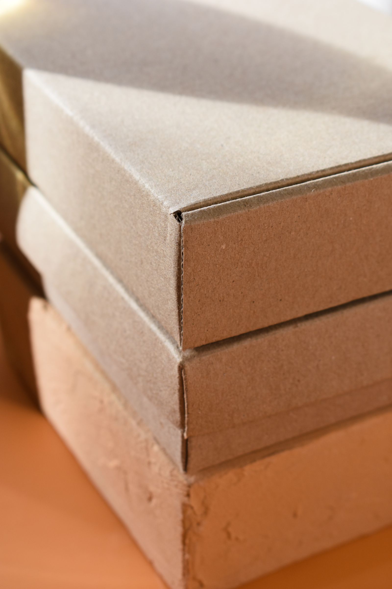 Stacked corrugated boxes in a warehouse